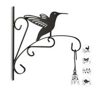 Relaxdays Crochet mural pour plantes oiseau suspensions pot de fleurs en métal décoration de jardin HxlxP 30 x 27.5 x 2 cm, noir
