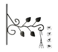 Relaxdays Crochet mural pour plantes feuilles suspensions pot de fleurs en métal décoration de jardin HxlxP 30 x 28 x 2 cm, noir