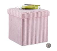 Relaxdays Cube Rangement, Pliable, Tabouret Velours avec Espace de Rangement, carré, avec Couvercle, 38x38x38 cm, Rose