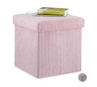 Relaxdays Cube Rangement, Pliable, Tabouret Velours avec Espace de Rangement, carré, avec Couvercle, 38x38x38 cm, Rose