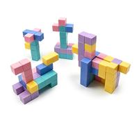 Relaxdays Cubes magnétiques, Lot de 45, Couleurs Pastel, Jouet magnétique, dès 3 Ans, Sac de Rangement, ABS, Multicolore