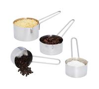 Relaxdays Cuillère doseuse en lot de 4, inox, cup mesure avec poignée, lave-vaisselle, mesures américaines, argenté