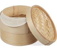relaxdays Cuiseur vapeur bambou 2 étages 20,5 cm