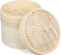 relaxdays Cuiseur vapeur bambou 3 étages 24 cm