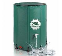 Relaxdays cuve pliable 250 L, jardin & balcon, 2 robinets, trop-plein, couvercle anti-feuilles, PVC vert