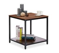 Relaxdays d’appoint, 2 Surfaces Bois, Cadre en Métal Robuste Carré, Table Basse de Salon Hauteur 51cm, Nature, Noir/crème, HLP 51 x 50,5 x 50,5 cm