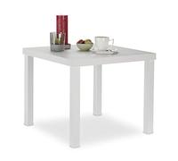 Relaxdays d’appoint, Table Basse carrée, en métal et Bois MDF, Design Moderne, HxlxP: 45 x 55 x 55 cm, Blanc, Plaque de Fibres, 1