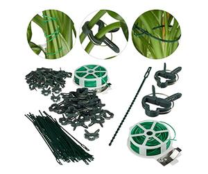 Relaxdays d’attache plantes set de 110 pièces. Clips stables, fils fournis le cutter, tuteur roses, tomates, vert Adulte unisexe, 2,00 x 8,00 x 12,30cm