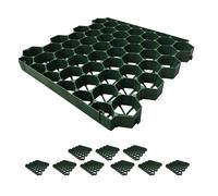 Relaxdays Dalles gazon plastique, lot de 10, 4x50x50 cm, sans sous-couche, praticables, pour paddock et allées, vert