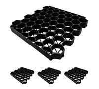 Relaxdays Dalles pour gazon en plastique, lot de 4, 4 x 50 x 50 cm, sans sous-couche, circulables, pour paddock, noir