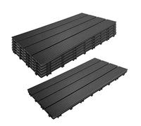 Relaxdays Dalles WPC 6 pcs 60x30 cm, clipsable, résistantes aux intempéries, 1,1 m², Effet Bois, Anthracite