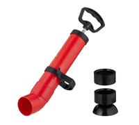 Relaxdays Déboucheur à pompe, avec 2 adaptateurs, pour douche, évier, à pression, sans produits chimiques, noir/rouge