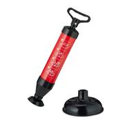 Relaxdays Déboucheur à pompe avec 2 embouts