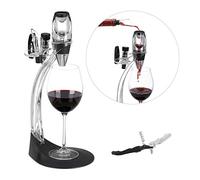 Relaxdays Décanteur de vin deluxe, avec support, verseur, ouvre-bouteille, fermoir, coupe capsule, passoire, noir