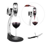Relaxdays Décanteur de vin deluxe, avec support, verseur, ouvre-bouteille, fermoir, coupe capsule, passoire, noir