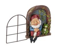 Relaxdays Décoration Arbre, Lutin et Grenouille, résistant, HxLxP : 17 x 12 x 4,5 cm, Pierre Artificielle, Multicolore