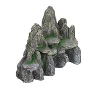 Relaxdays déco d’aquarium, Rocher avec grotte, Apparence naturelle, Roche déco pour terrarium, 21 cm de haut, gris-vert