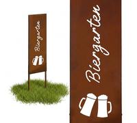 Relaxdays déco Jardin Patine Rouille Biergarten HB 85 x 28 cm, Piquet de Jardin Anti-intempéries, Rustique, en Fer Brun