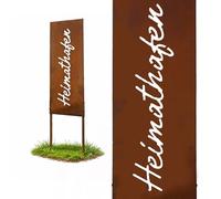Relaxdays Décoration de Jardin en Fer patiné Heimathafen, Piquet Rustique, résistant aux intempéries, Brun, 115x28x1.5 c