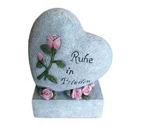Relaxdays Décoration funéraire en Forme de cœur avec Inscription en Allemand « Ruhe in Frieden » - Décoration funéraire - Résistant aux intempéries et au Gel - Gris