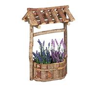 Relaxdays Décoration Jardin, puits décoratif en Bois, déco Bassin et étang avec écorce, HxLxP: 43 x 25 x 18 cm, Nature