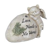 Relaxdays Décoration pour la Tombe d’Un Chat, résistante aux intempéries, Inscription « Love Needs no Words », crème