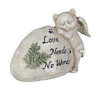 Relaxdays Décoration pour la tombe d’un chat «Love needs no words» résistante aux intempéries crème