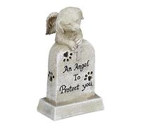Relaxdays Décoration pour la Tombe de Votre Boule de Poils, avec Croix, Chien ailé et Inscription en Anglais, crème
