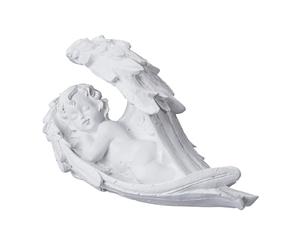 Relaxdays Décoration pour Une Tombe, Ange endormi, résiste aux UV, aux intempéries, au Gel, HLP 13 x 21 x 9 cm, Blanche