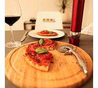 Relaxdays Découpe pizza pro roulette lame acier inoxydable Ø 7 cm, couteau à pizza avec manche antidérapant, argenté