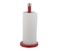 Relaxdays Dérouleur Non Fixe essuie-Tout, Acier Inoxydable, Support pour la Cuisine, HxD : 35 x 15 cm, Rouge - argenté