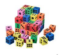 Relaxdays Dés silencieux en mousse, lot de 60, matériau doux, 4 cm, pour jardin d'enfants, école, 6 faces, multicolore