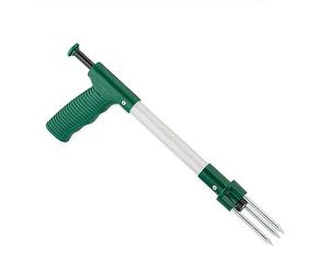 Relaxdays Désherbeur, arracher Les Mauvaises Herbes, mécanisme d’éjection, Longueur : 37 cm, extracteur, Vert - argenté