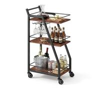 Relaxdays - desserte 3 Niveaux, Porte-Verres, Style Industriel, 83 x 39 x 29 cm, Brun/Noir