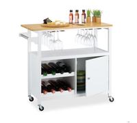 relaxdays Chariot de cuisine avec étagère à vin & porte-verres