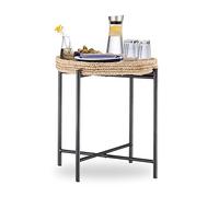 Relaxdays Desserte, d’appoint, Armature Pliable, Tablette Amovible, Table de Service, HxLxP : env. 56 x 55 x 55 cm, Petite Console, Stable, Nature, Naturel