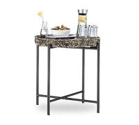 Relaxdays Desserte, d’appoint, Armature Pliable, Tablette Amovible, Table de Service, HxLxP : env. 56 x 55 x 55 cm, Petite Console, Stable, Nature-Noir, Natur/Schwarz
