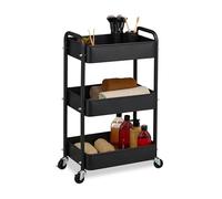 Relaxdays Desserte de Cuisine, 3 Niveaux, Chariot, HLP : 71,5 x 43,5 x 29,5 cm, Salle de Bain, Bureau, Noir