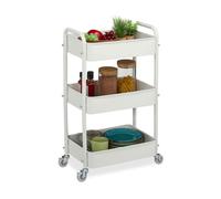 Relaxdays Desserte de Cuisine, 3 Niveaux, Chariot, HLP : 71,5 x 43,5 x 29,5 cm, Salle de Bain, Bureau, Blanc