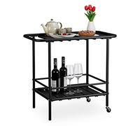 relaxdays Desserte de Cuisine, Roues Flexibles, Chariot de Service extérieur, Moderne, Acier, HxLxP 72x45x80,5 cm, Noir