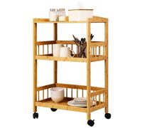 Relaxdays Chariot de Service Bambou 80 x 53 x 30 cm, 3 étages, Naturel