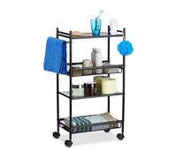 Relaxdays Desserte étroite chariot roulant en métal à 4 niveaux avec roulettes bureau HxlxP: 81 x 26 x 50 cm, noir