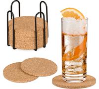 relaxdays Dessous de verre en liège avec support Set de 16 pièces