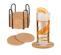 Relaxdays Dessous de Verre, Lot de 16, sous-Verres Ronds, 10 cm, pour Verres et Tasses, en liège, sous-Tasse, Nature