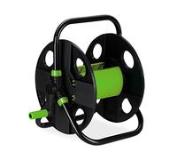 Relaxdays Dévidoir à tuyau d’arrosage (30 m), raccord 1/2", acier et plastique, avec poignée et manivelle, noir/vert
