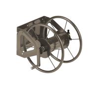 Relaxdays Dévidoir Mural, Acier, 60 m de Tuyau d’arrosage, raccords 3/4'', Enrouleur, Support, HLP 42 x 53 x 46 cm, Brun