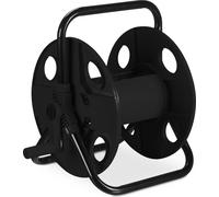 Relaxdays Dévidoir, pour Tuyau de 30 m 1/2", Acier, Plastique, Support, HxLxP : 38 x 42 x 31 cm, Noir