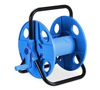 Relaxdays Dévidoir de Tuyau, pour 30 m de Tuyau 1/2", Acier, Plastique, Support, HxLxP : 38 x 42 x 31 cm, Noir-Bleu