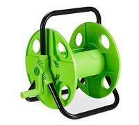 Relaxdays Dévidoir de Tuyau, pour 30 m de Tuyau 1/2", Acier, Plastique, Support, HxLxP : 38 x 42 x 31 cm, Noir-Vert