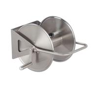 Relaxdays Dévidoir à tuyau d’arrosage, acier inox, vide, à fixer au mur ou poser au sol, pour longueur de 40 m, argenté